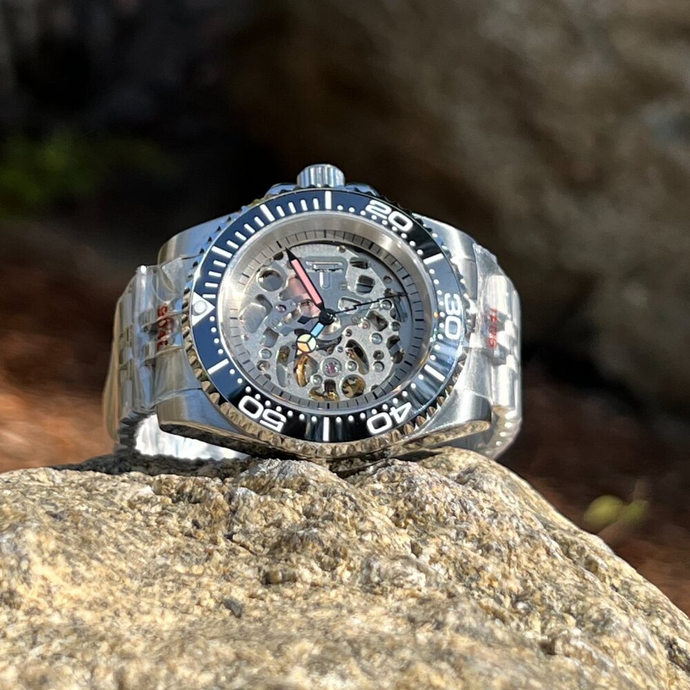 Custom Made Watch DIY With NH70 Automatic Movement Silver Case Black/wh Jubilee - Picture 8 of 9